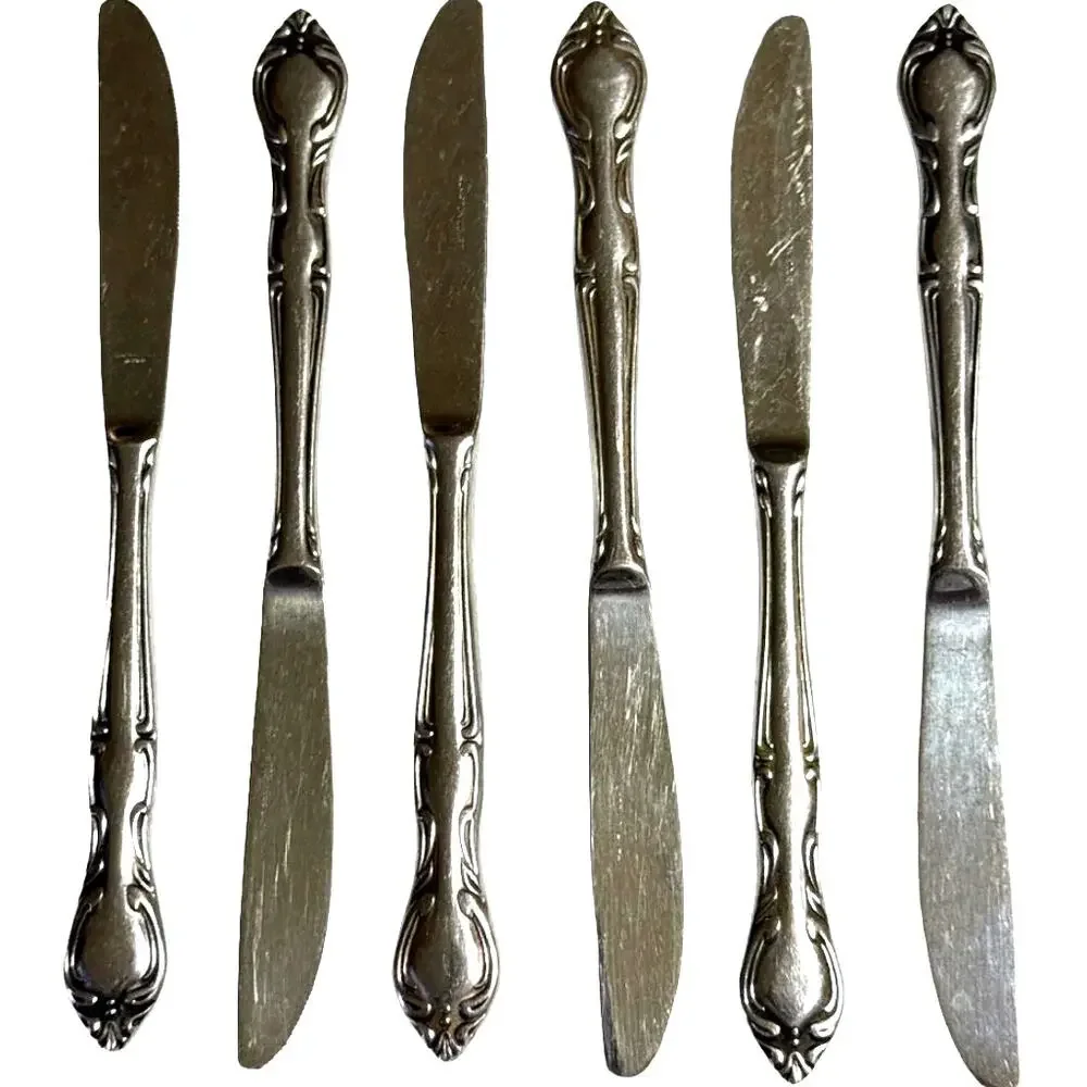 Hampton Court Stainless Japan Dinner Knives Set 6 Vintage‎ Flatware